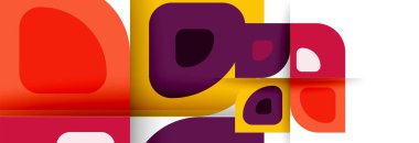 Soyut yuvarlak şekiller ve gölge efektleri tekrarlanan vektör modern geometrik arkaplan kümesi