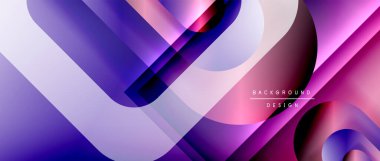 Çizgiler ve modern formlarla vektör geometrik arkaplan. Soyut yuvarlak şekiller, gölge ve ışık efektleri ile akışkan eğimli