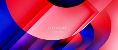 Çizgiler ve modern formlarla vektör geometrik arkaplan. Soyut yuvarlak şekiller, gölge ve ışık efektleri ile akışkan eğimli