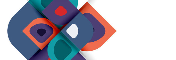 Set of vector modern geometric abstract backgrounds with repeating abstract round shapes patterns and shadow effects