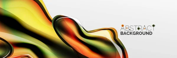 Vektor abstrakt bakgrund, flytande stil bubbla med metalliska, färg kvicksilver krom konsistens och färg glöd effekter — Stock vektor