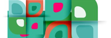 Soyut yuvarlak şekiller ve gölge efektleri tekrarlanan vektör modern geometrik arkaplan kümesi