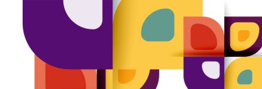 Soyut yuvarlak şekiller ve gölge efektleri tekrarlanan vektör modern geometrik arkaplan kümesi