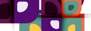 Soyut yuvarlak şekiller ve gölge efektleri tekrarlanan vektör modern geometrik arkaplan kümesi