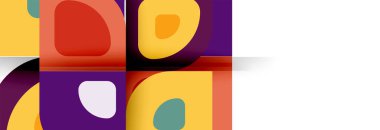 Soyut yuvarlak şekiller ve gölge efektleri tekrarlanan vektör modern geometrik arkaplan kümesi