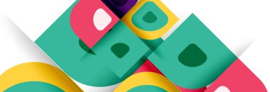 Soyut yuvarlak şekiller ve gölge efektleri tekrarlanan vektör modern geometrik arkaplan kümesi