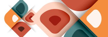 Soyut yuvarlak şekiller ve gölge efektleri tekrarlanan vektör modern geometrik arkaplan kümesi