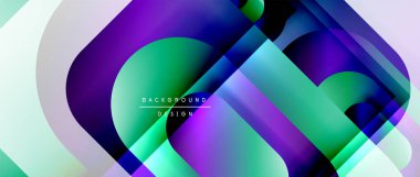 Çizgiler ve modern formlarla vektör geometrik arkaplan. Soyut yuvarlak şekiller, gölge ve ışık efektleri ile akışkan eğimli