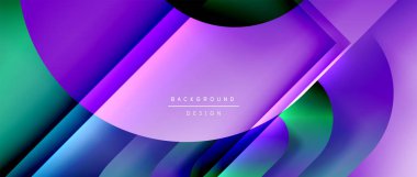 Çizgiler ve modern formlarla vektör geometrik arkaplan. Soyut yuvarlak şekiller, gölge ve ışık efektleri ile akışkan eğimli