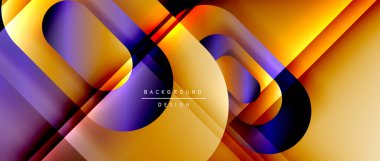 Çizgiler ve modern formlarla vektör geometrik arkaplan. Soyut yuvarlak şekiller, gölge ve ışık efektleri ile akışkan eğimli