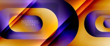 Çizgiler ve modern formlarla vektör geometrik arkaplan. Soyut yuvarlak şekiller, gölge ve ışık efektleri ile akışkan eğimli