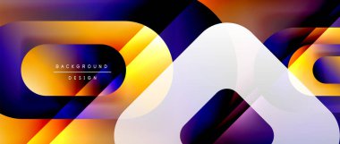 Çizgiler ve modern formlarla vektör geometrik arkaplan. Soyut yuvarlak şekiller, gölge ve ışık efektleri ile akışkan eğimli