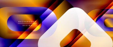 Çizgiler ve modern formlarla vektör geometrik arkaplan. Soyut yuvarlak şekiller, gölge ve ışık efektleri ile akışkan eğimli