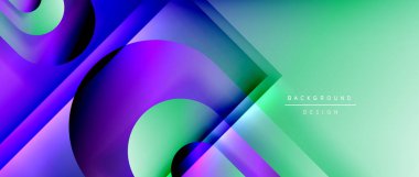 Çizgiler ve modern formlarla vektör geometrik arkaplan. Soyut yuvarlak şekiller, gölge ve ışık efektleri ile akışkan eğimli