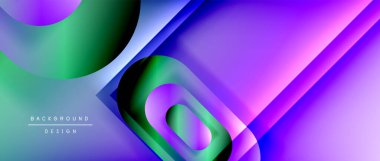 Çizgiler ve modern formlarla vektör geometrik arkaplan. Soyut yuvarlak şekiller, gölge ve ışık efektleri ile akışkan eğimli