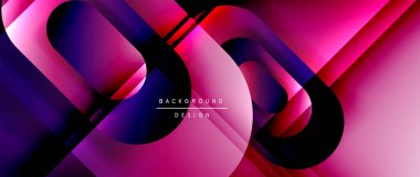 Çizgiler ve modern formlarla vektör geometrik arkaplan. Soyut yuvarlak şekiller, gölge ve ışık efektleri ile akışkan eğimli