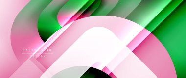 Çizgiler ve modern formlarla vektör geometrik arkaplan. Soyut yuvarlak şekiller, gölge ve ışık efektleri ile akışkan eğimli