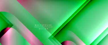 Çizgiler ve modern formlarla vektör geometrik arkaplan. Soyut yuvarlak şekiller, gölge ve ışık efektleri ile akışkan eğimli