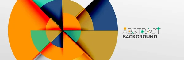 Helle Farbkreise, abstrakte runde Formen und Dreiecke mit Schatteneffekten. Vektor moderne geometrische Designvorlage — Stockvektor