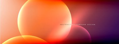 Vektör soyut arka plan sıvı baloncuk daireleri, gölgeler ve ışık efektleri ile sıvı gradyan. Metin için parlak tasarım şablonları