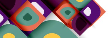 Soyut yuvarlak şekiller ve gölge efektleri tekrarlanan vektör modern geometrik arkaplan kümesi