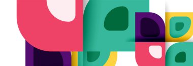 Soyut yuvarlak şekiller ve gölge efektleri tekrarlanan vektör modern geometrik arkaplan kümesi