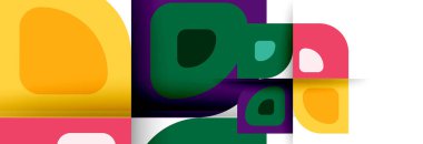 Soyut yuvarlak şekiller ve gölge efektleri tekrarlanan vektör modern geometrik arkaplan kümesi