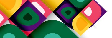 Soyut yuvarlak şekiller ve gölge efektleri tekrarlanan vektör modern geometrik arkaplan kümesi