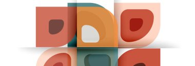 Soyut yuvarlak şekiller ve gölge efektleri tekrarlanan vektör modern geometrik arkaplan kümesi