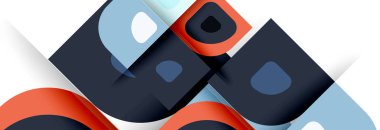 Soyut yuvarlak şekiller ve gölge efektleri tekrarlanan vektör modern geometrik arkaplan kümesi