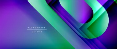 Çizgiler ve modern formlarla vektör geometrik arkaplan. Soyut yuvarlak şekiller, gölge ve ışık efektleri ile akışkan eğimli