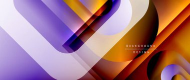 Çizgiler ve modern formlarla vektör geometrik arkaplan. Soyut yuvarlak şekiller, gölge ve ışık efektleri ile akışkan eğimli