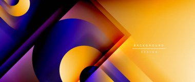 Çizgiler ve modern formlarla vektör geometrik arkaplan. Soyut yuvarlak şekiller, gölge ve ışık efektleri ile akışkan eğimli