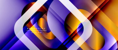 Çizgiler ve modern formlarla vektör geometrik arkaplan. Soyut yuvarlak şekiller, gölge ve ışık efektleri ile akışkan eğimli