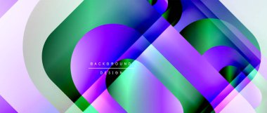 Çizgiler ve modern formlarla vektör geometrik arkaplan. Soyut yuvarlak şekiller, gölge ve ışık efektleri ile akışkan eğimli