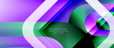 Çizgiler ve modern formlarla vektör geometrik arkaplan. Soyut yuvarlak şekiller, gölge ve ışık efektleri ile akışkan eğimli