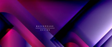 Çizgiler ve modern formlarla vektör geometrik arkaplan. Soyut yuvarlak şekiller, gölge ve ışık efektleri ile akışkan eğimli