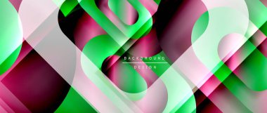 Çizgiler ve modern formlarla vektör geometrik arkaplan. Soyut yuvarlak şekiller, gölge ve ışık efektleri ile akışkan eğimli