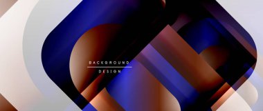 Çizgiler ve modern formlarla vektör geometrik arkaplan. Soyut yuvarlak şekiller, gölge ve ışık efektleri ile akışkan eğimli