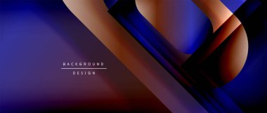 Çizgiler ve modern formlarla vektör geometrik arkaplan. Soyut yuvarlak şekiller, gölge ve ışık efektleri ile akışkan eğimli