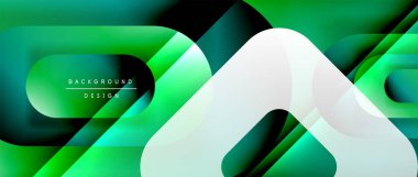 Çizgiler ve modern formlarla vektör geometrik arkaplan. Soyut yuvarlak şekiller, gölge ve ışık efektleri ile akışkan eğimli