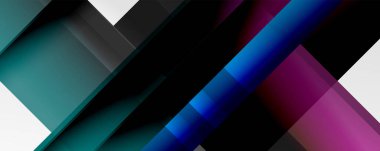 Gölge çizgileri, modern formlar, dikdörtgenler, kareler ve akışkan eğimlere sahip geometrik soyut arkaplanlar. Parlak renkli çizgiler serin arkaplanlar