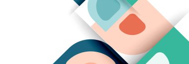 Soyut yuvarlak şekiller ve gölge efektleri tekrarlanan vektör modern geometrik arkaplan kümesi