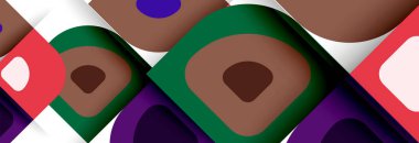 Soyut yuvarlak şekiller ve gölge efektleri tekrarlanan vektör modern geometrik arkaplan kümesi