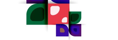 Soyut yuvarlak şekiller ve gölge efektleri tekrarlanan vektör modern geometrik arkaplan kümesi