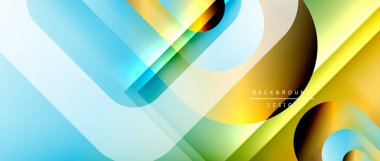 Çizgiler ve modern formlarla vektör geometrik arkaplan. Soyut yuvarlak şekiller, gölge ve ışık efektleri ile akışkan eğimli