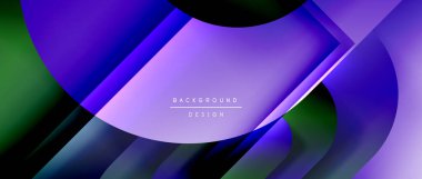 Çizgiler ve modern formlarla vektör geometrik arkaplan. Soyut yuvarlak şekiller, gölge ve ışık efektleri ile akışkan eğimli