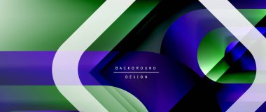 Çizgiler ve modern formlarla vektör geometrik arkaplan. Soyut yuvarlak şekiller, gölge ve ışık efektleri ile akışkan eğimli