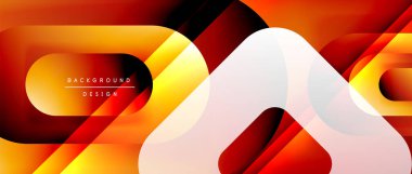 Çizgiler ve modern formlarla vektör geometrik arkaplan. Soyut yuvarlak şekiller, gölge ve ışık efektleri ile akışkan eğimli