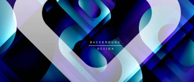 Çizgiler ve modern formlarla vektör geometrik arkaplan. Soyut yuvarlak şekiller, gölge ve ışık efektleri ile akışkan eğimli